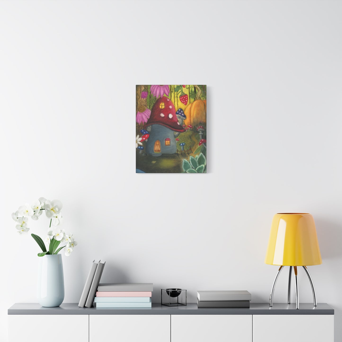 A Painting Print of a Gnome Home in the Garden - Matte Canvas, Stretched