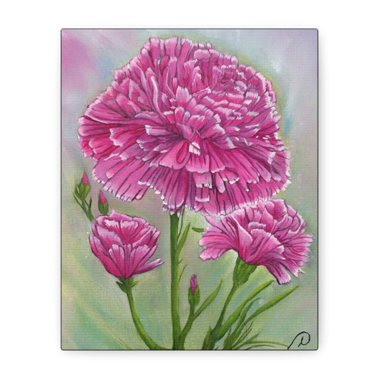 A Painting Print Floral Dianthis Pinks - Matte Canvas, Stretched