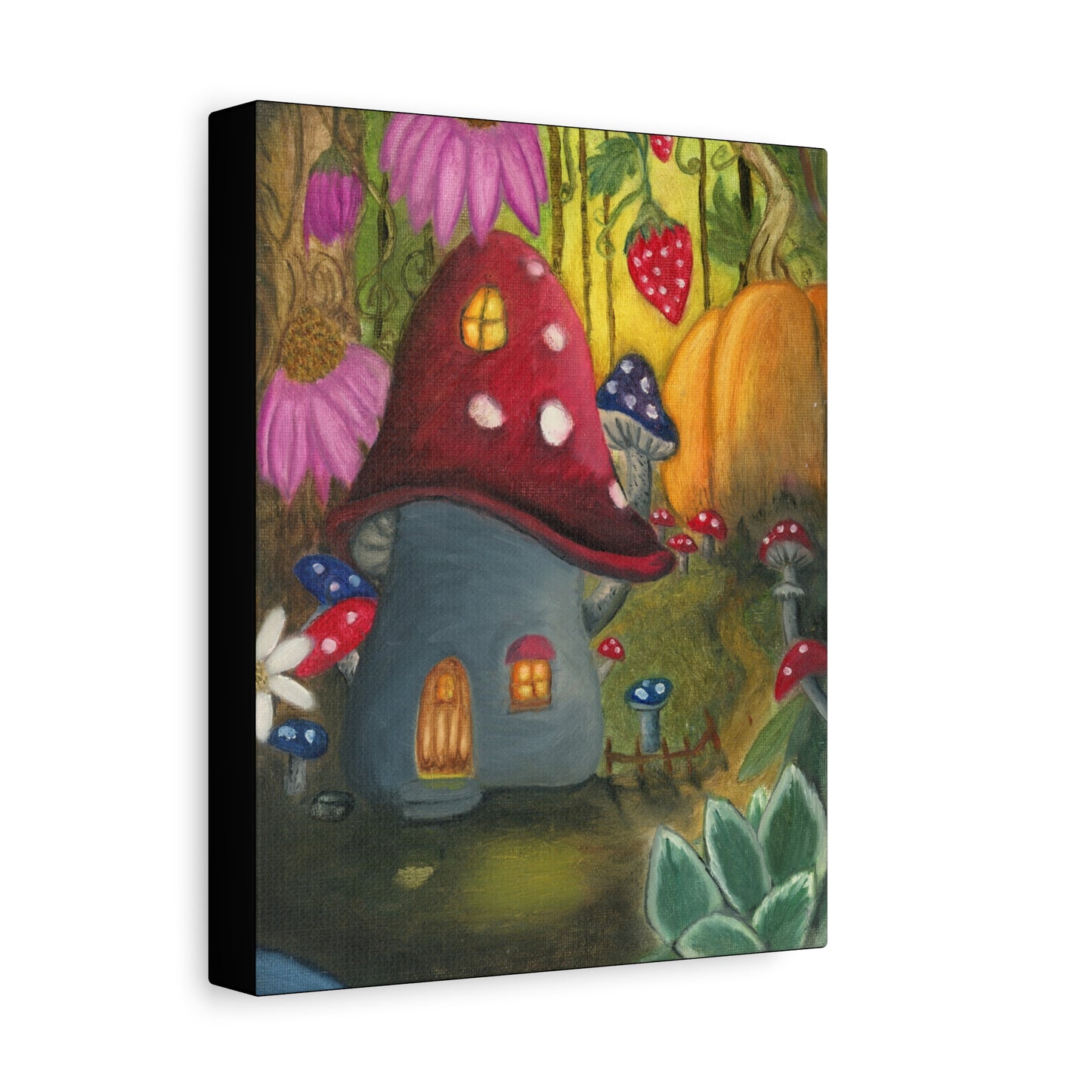 A Painting Print of a Gnome Home in the Garden - Matte Canvas, Stretched