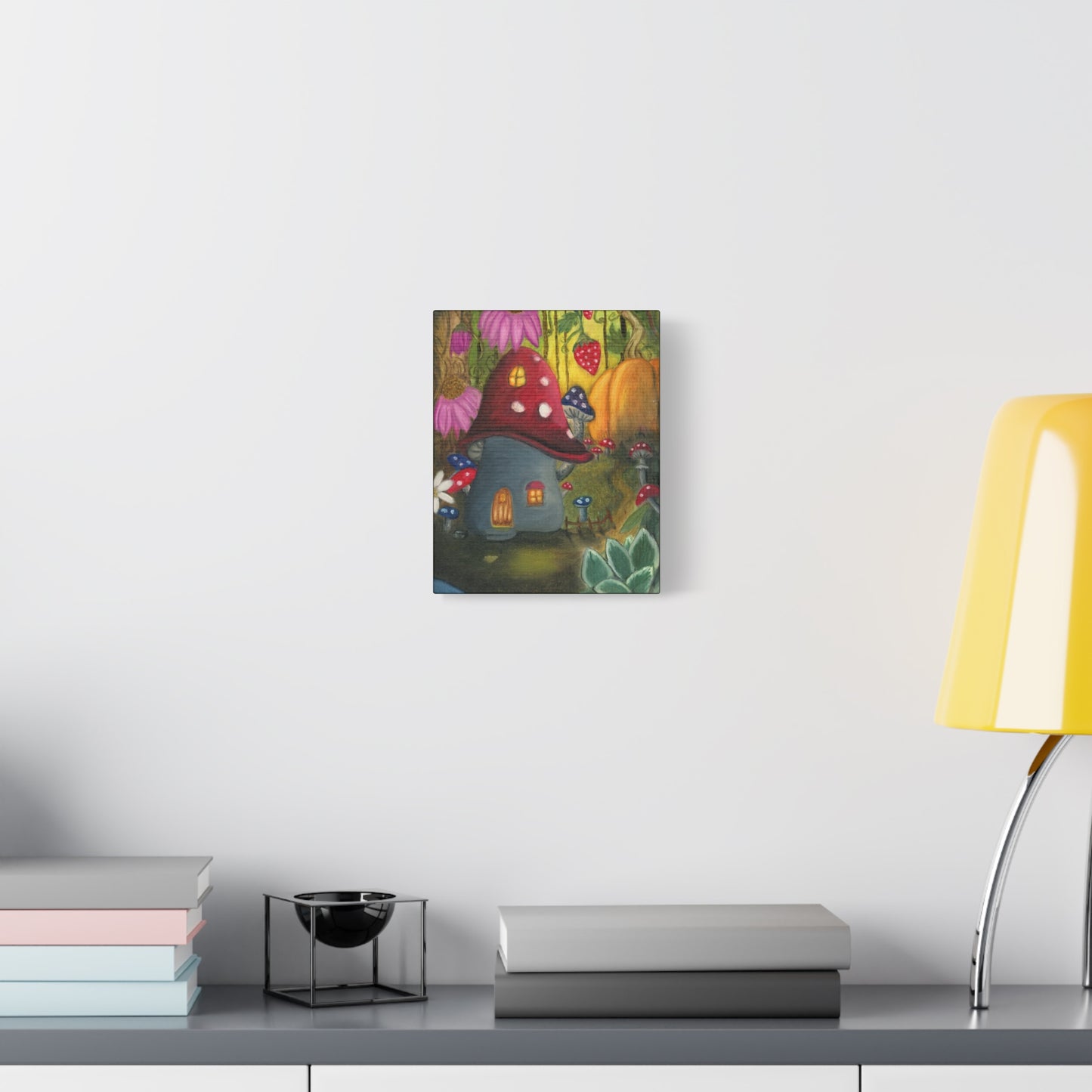 A Painting Print of a Gnome Home in the Garden - Matte Canvas, Stretched