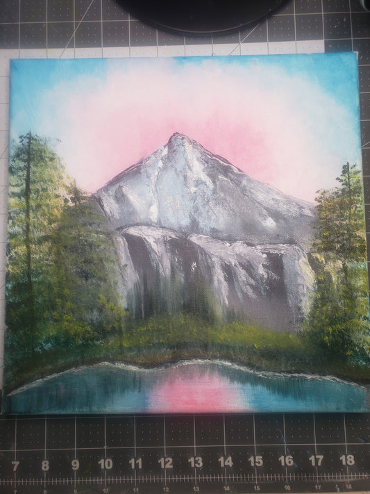 Mountain Serenity Square - Bob Ross Acrylic