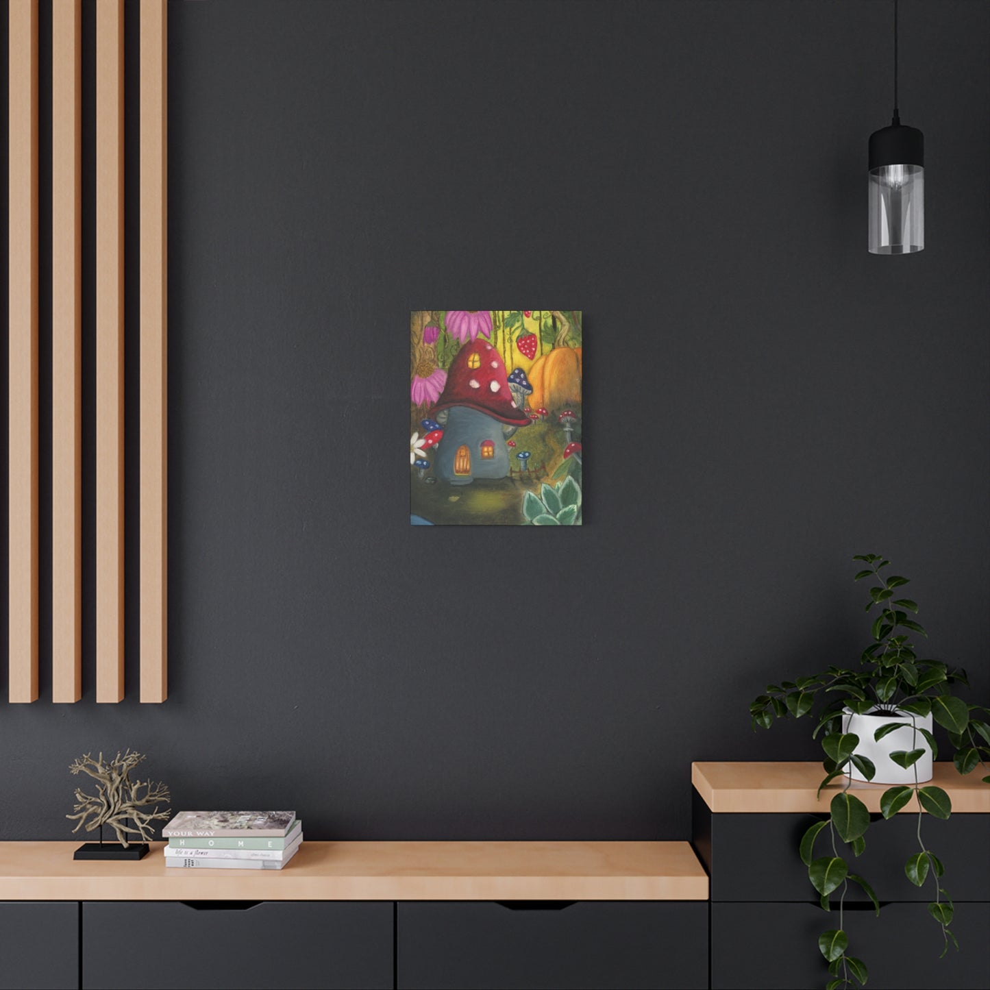 A Painting Print of a Gnome Home in the Garden - Matte Canvas, Stretched