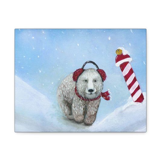 A Painting Print Bear in the North - Matte Canvas, Stretched