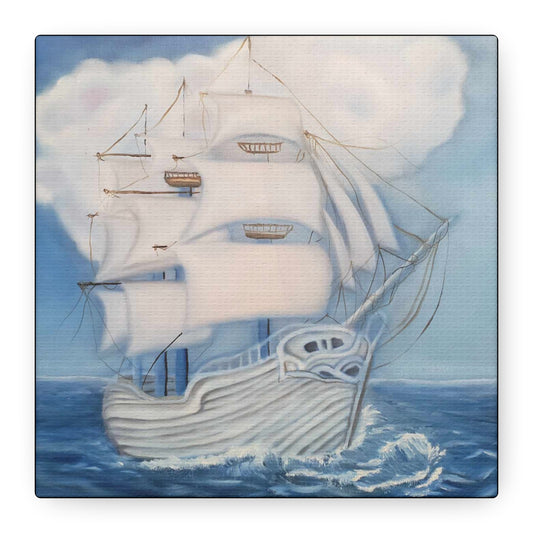 A Painting Print  White Ship - Matte Canvas, Stretched