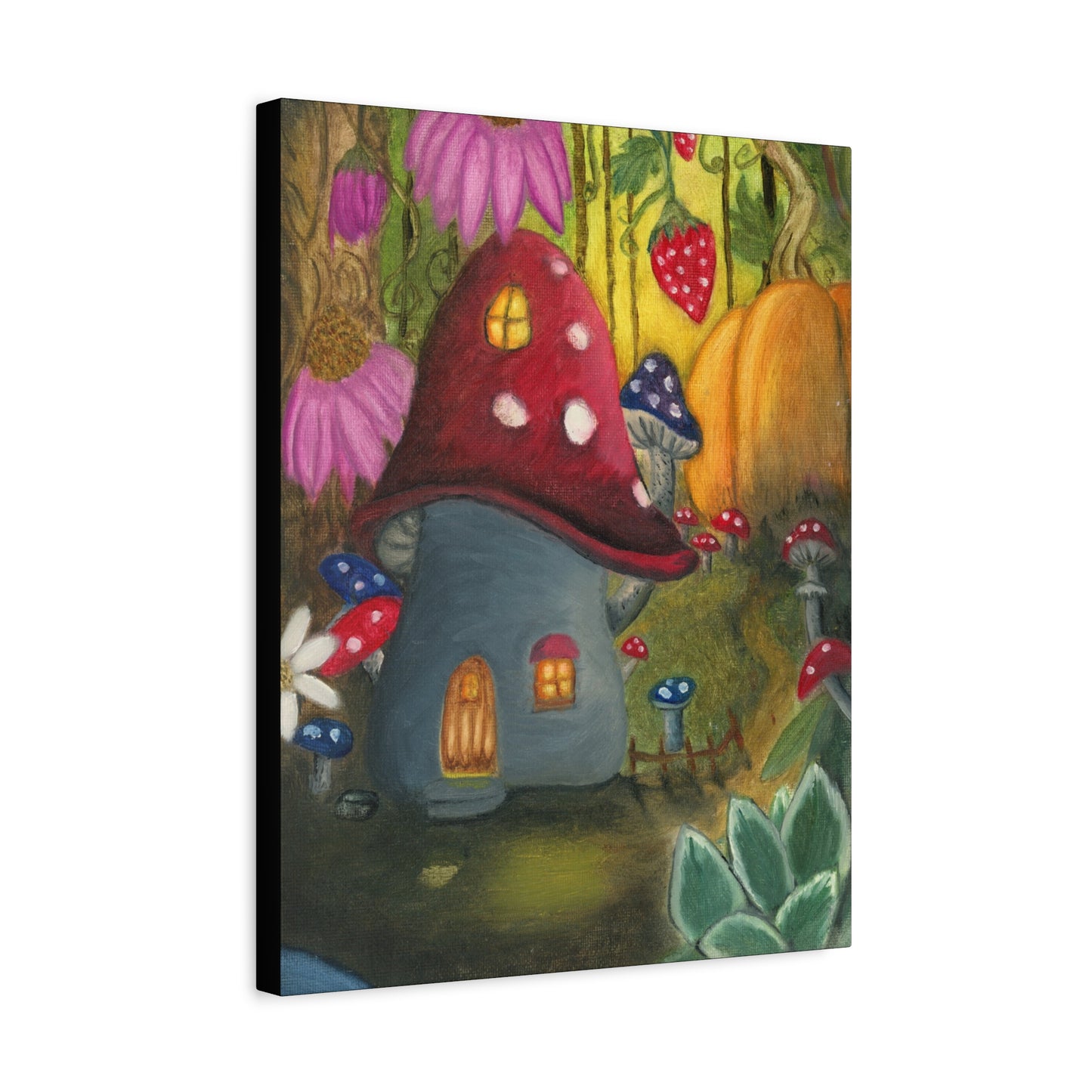 A Painting Print of a Gnome Home in the Garden - Matte Canvas, Stretched