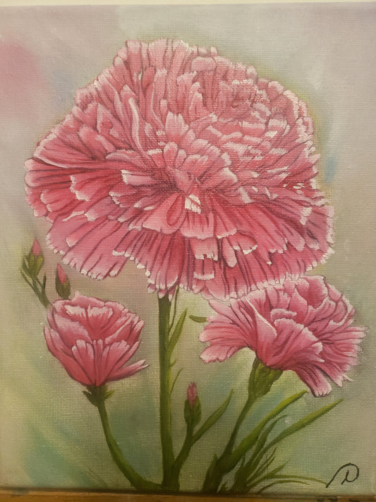 Floral Dianthis Pinks Original Painting